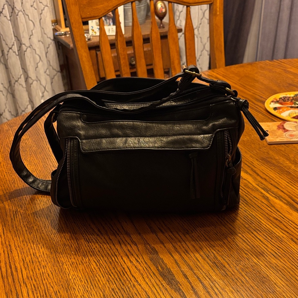 Black Leather Crossbody Bag